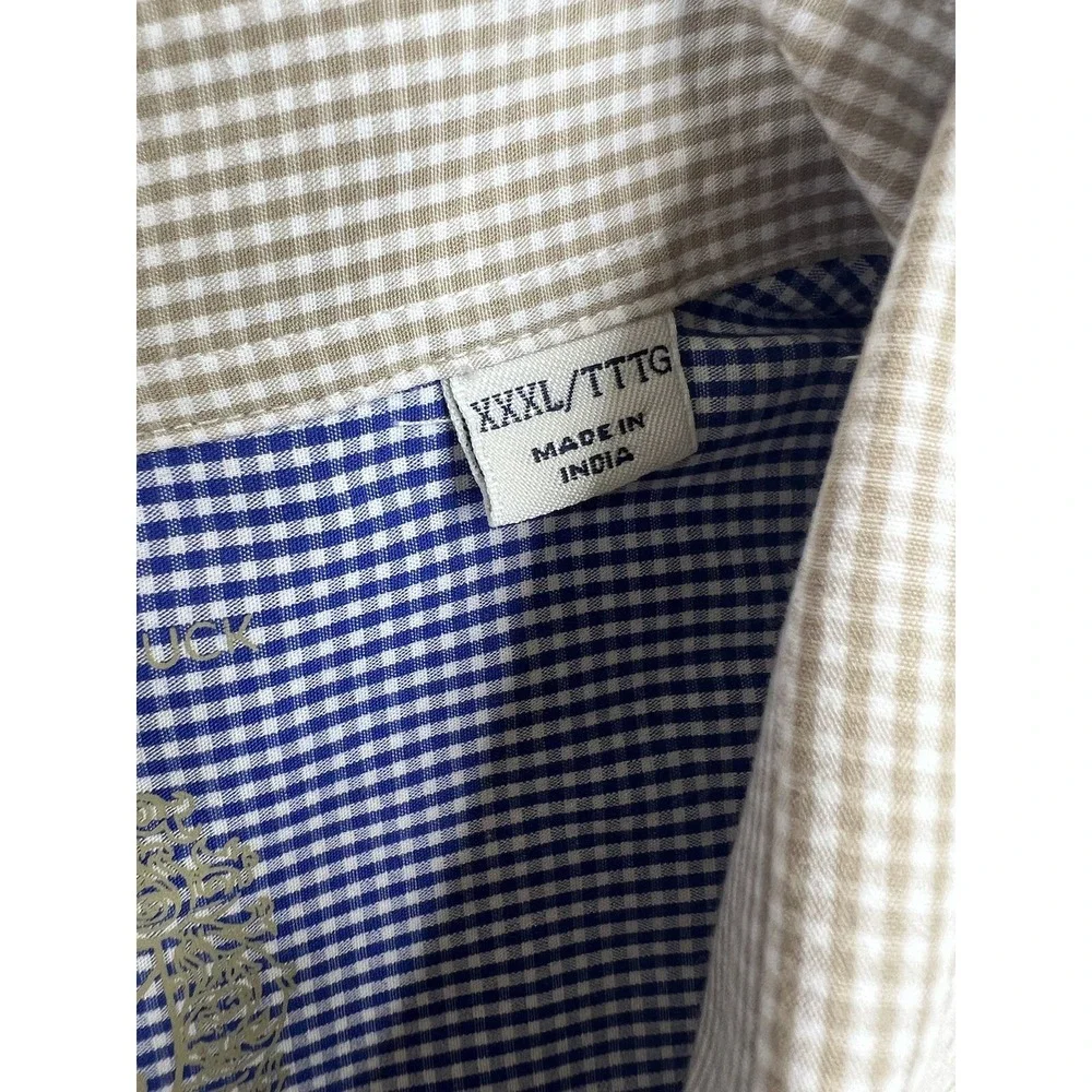 Cutter & Buck Mens White Plaid Baylor Bears University Button Front Shirt Sz 3XL